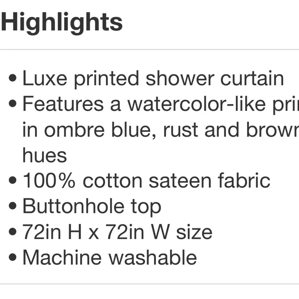 THRESHOLD NWT luxe watercolor print shower curtain -white/blue